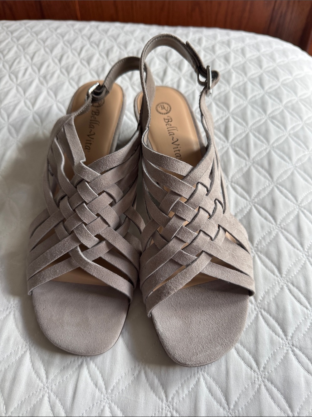Bella Vita Woven Leather Taupe Slingback Sandals 9.5M